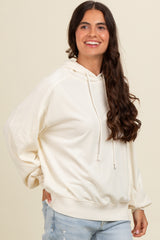 Cream Vintage Wash Oversized Drawstring Hoodie