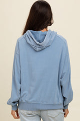 Blue Vintage Wash Oversized Drawstring Hoodie