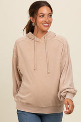 Light Taupe Vintage Wash Oversized Maternity Drawstring Hoodie