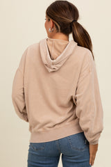 Light Taupe Vintage Wash Oversized Maternity Drawstring Hoodie