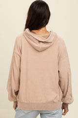 Light Taupe Vintage Wash Oversized Drawstring Hoodie