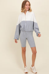 Heather Grey Colorblock Hoodie Shorts Set