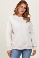 Ivory Pullover Maternity Terry Crewneck