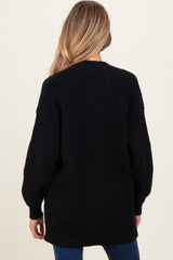 Black Knit Oversized Button Down V-Neck Maternity Cardigan