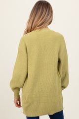 Light Olive Knit Oversized Button Down V-Neck Maternity Cardigan