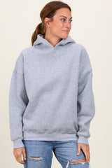 Heather Grey Fleece Oversized Pullover Maternity Hoodie