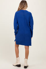 Royal Blue Exposed Seam Oversized Maternity Sweater Dress