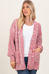 Brick Two Toned Oversized Cable Knit Cardigan