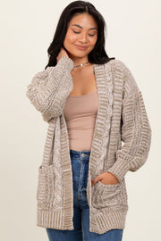 Olive Two Toned Oversized Cable Knit Cardigan