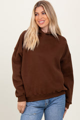 Brown Fleece Oversized Pullover Hoodie