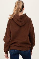 Brown Fleece Oversized Pullover Maternity Hoodie