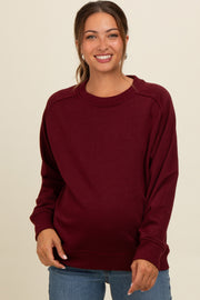 Burgundy Pullover Maternity Terry Crewneck