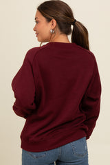 Burgundy Pullover Maternity Terry Crewneck