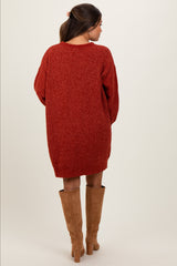 Rust Chenille Knit Maternity Sweater Dress