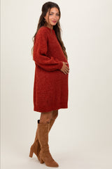 Rust Chenille Knit Maternity Sweater Dress