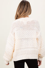 Cream Oversized Chunky Knit Maternity Cardigan