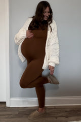 Cream Oversized Chunky Knit Maternity Cardigan