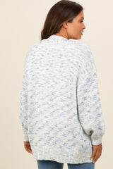 Blue Speckled Chunky Knit Oversized Maternity Cardigan