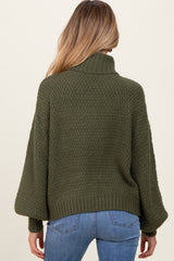 Olive Chunky Knit Turtleneck Maternity Sweater