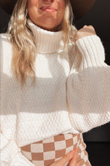 Ivory Chunky Knit Turtleneck Maternity Sweater