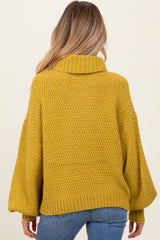 Yellow Chunky Knit Turtleneck Maternity Sweater