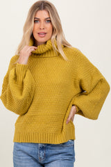 Yellow Chunky Knit Turtleneck Maternity Sweater