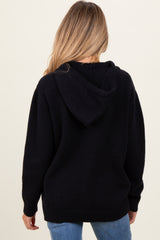 Black Knit Front Pocket Hooded Maternity Sweater