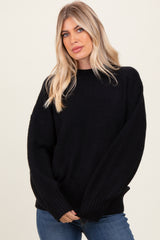 Black Oversized Contrast Rib Sweater