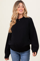 Black Oversized Contrast Rib Maternity Sweater