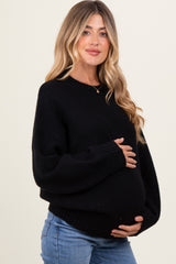 Black Oversized Contrast Rib Maternity Sweater