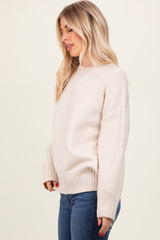 Cream Oversized Contrast Rib Sweater