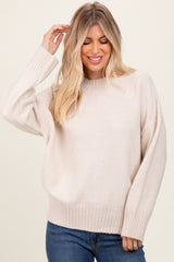 Cream Oversized Contrast Rib Sweater