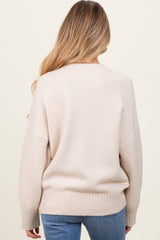 Cream Oversized Contrast Rib Maternity Sweater