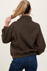 Olive Fleece Oversized Half Zip Maternity Pullover