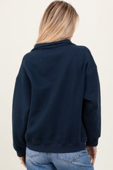 Navy Fleece Oversized Half Zip Pullover