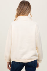 Cream Fleece Oversized Half Zip Maternity Pullover