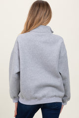 Heather Grey Fleece Oversized Half Zip Maternity Pullover