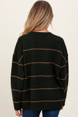 Olive Striped Drop Shoulder Maternity Sweater