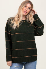 Olive Striped Drop Shoulder Maternity Sweater