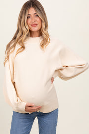 Cream Oversized Bubble Sleeve Maternity Sweater