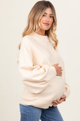 Cream Oversized Bubble Sleeve Maternity Sweater