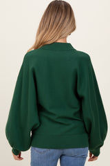 Forest Green Oversized Bubble Sleeve Maternity Sweater