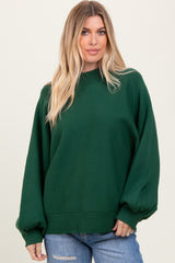 Forest Green Oversized Bubble Sleeve Sweater