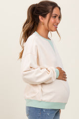 Cream Colorblock French Terry Maternity Sweatshirt