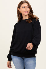 Black Oversized Ribbed Long Sleeve Sweatshirt