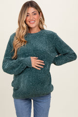 Forest Green Chenille Knit Maternity Sweater