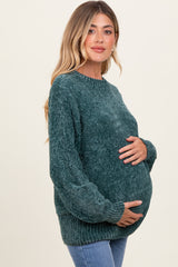 Forest Green Chenille Knit Maternity Sweater