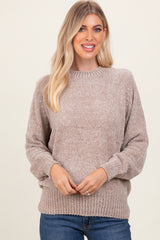 Beige Chenille Knit Maternity Sweater