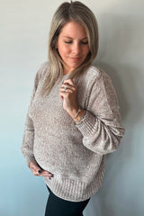 Beige Chenille Knit Maternity Sweater