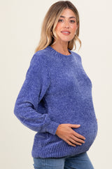 Periwinkle Chenille Knit Maternity Sweater